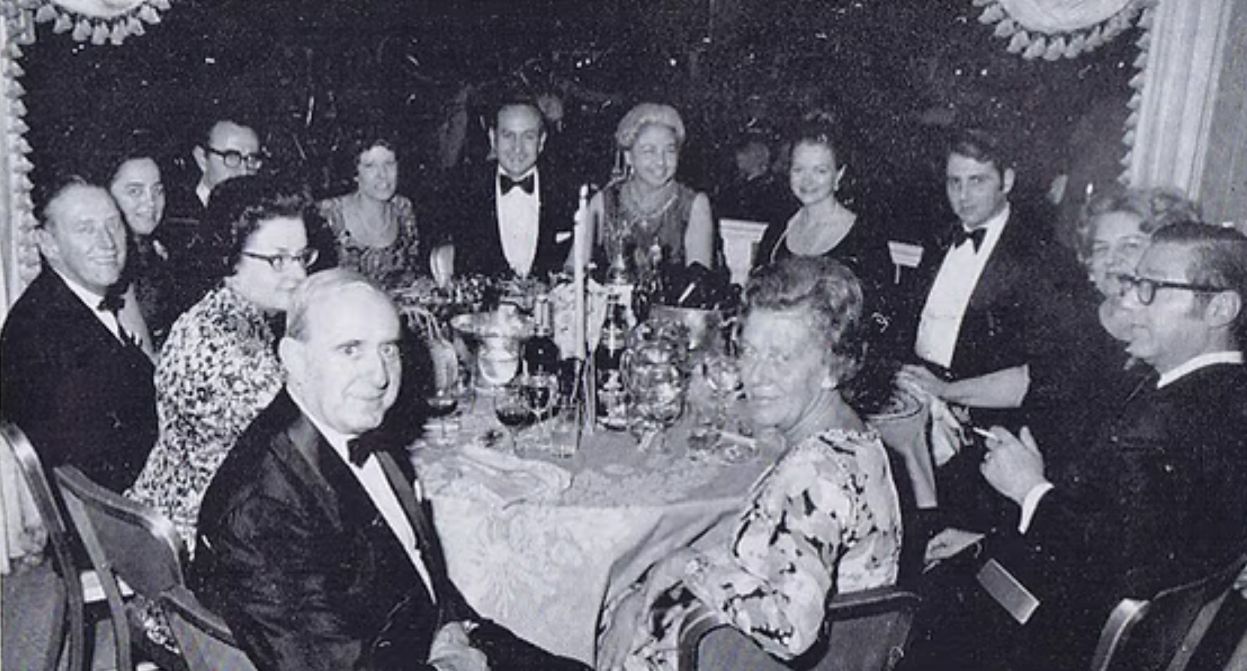 The gala dinner table in the 1970s.