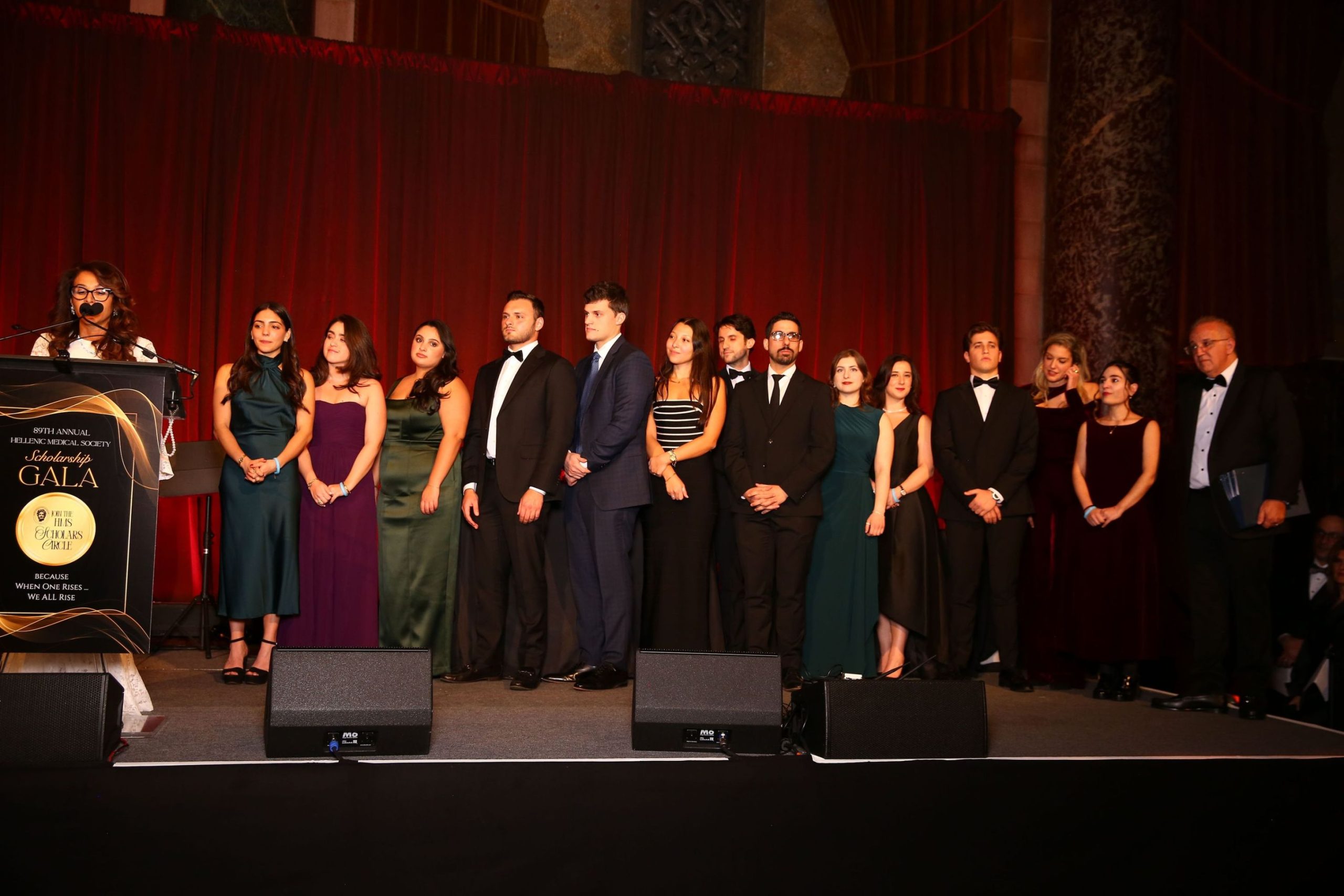 Scholarship recipients on stage at Cipriani.