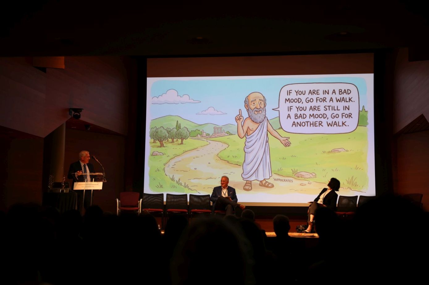 Honoree Dr. Nicos Labropoulos delivers his presentation.