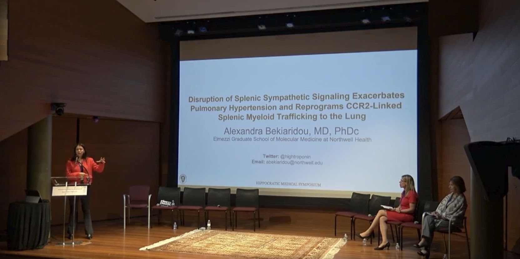 HMS Young Professional Alexandra Bekiaridou presenting at the 2026 Hippocratic Medical Symposium Abstracts Competition.
