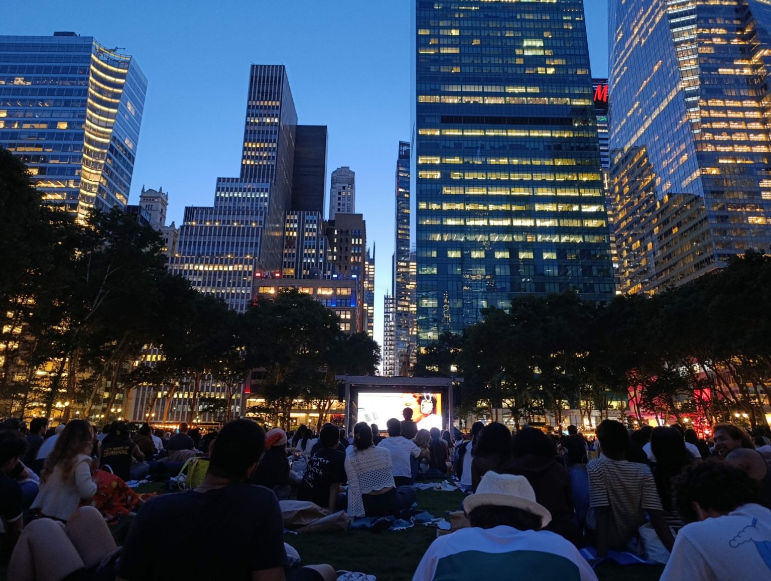 Summer movie night in Bryant Park.